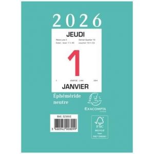 EXACOMPTA - 32101E - 1 Grand Bloc Neutre pour éphéméride - Janvier 2026 à Décembre 2026 - Format 12 x 8.5 cm (FOURNITURE DISCOUNT, neuf)