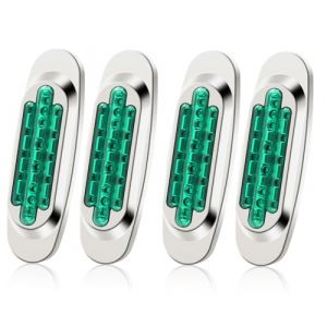 Biqing [High/Low Beam] 4PCS LEDs Feux de Gabarit pour Remorque 24V Vert, 6.4" Feux de Position Latéraux Feu Latéral Ampoule avec Lunette Chromée pour Voiture Véhicule Camion Remorque Caravane (YuanGu, neuf)