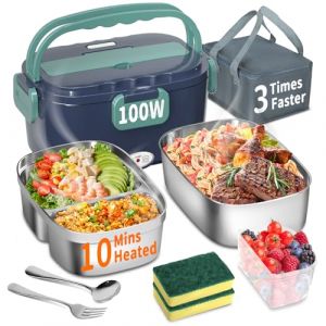 Sooec Bo&icirc;te &agrave; d&eacute;jeuner &eacute;lectrique 100 W, 3 en 1, portable, chauffante, 1,5 l, acier inoxydable, 12 V/24 V/220 V, voiture, camion, bureau, sac isotherme (deux r&eacute;cipients) (Tibet Code, neuf)