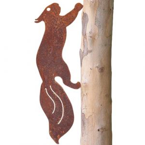 CREATCABIN &Eacute;cureuil Rouill&eacute; Fer M&eacute;tal Rouill&eacute; &Eacute;cureuil Courant Visser dans Bois Silhouette D'&Eacute;cureuil D&eacute;coration Artistique Ornement Statue Animale Piquet D&eacute;coration pour Maison Jardin 15.5x42.5cm (CREATCABIN FR, neuf)