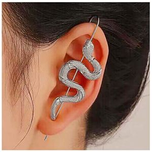 Cimenexe Boucle D'oreille Crochet Serpent Punk Boucle D'oreille Crochet Serpent Argent Boucle D'oreille Edgy Boucle D'oreille Crochet Serpent Texturé Boucle D'oreille Crochet Serpent Vipère Boucle (Cimenexe, neuf)