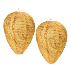 ZWWOGE 2 Pièces Leurre Faux Nids de Guêpes Nids de frelons à Suspendre Faux Nid de Frelons Leurres de Nid de Guêpe Nid de Guêpe en Papier Faux Nid de Guêpes pour Maison et Jardin Extérieur (ZWWOGE, neuf)