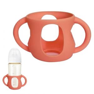 JINGLING Housse de biberon en silicone, housse en verre pour biberon, avec poignées, coque anti-chute et anti-chocs, porte-biberon, protège le biberon (Elancc, neuf)