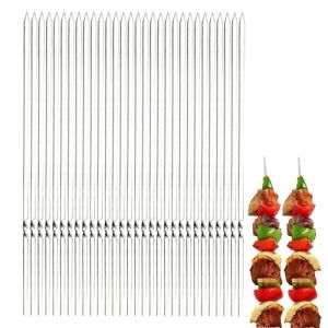 Aicerous® Lot de 30 Brochettes de Barbecue en Inox de 38cm, BBQ Brochettes, Kebab en Acier Inoxydable, adaptées aux Four suspendu et aux grilles de barbecue (Pour grillades) (Aicerous, neuf)