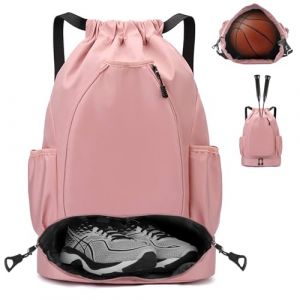 Sac &agrave; dos de sport tendance LUKlUP, 1 pi&egrave;ce, &eacute;tanche, grande capacit&eacute;, avec cordon de serrage, pour le basket-ball, le football, la natation, la randonn&eacute;e, le tennis et le badminton(Rose clair) (SANYUNMY, neuf)