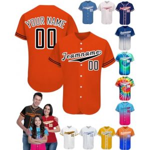 Maillot Baseball Personnalis&eacute; Chemise Baseball Shirt avec Pr&eacute;nom Num&eacute;ro Logo Cadeau Personnalisable pour Homme Femme Enfant, S-4XL (Lokfun, neuf)