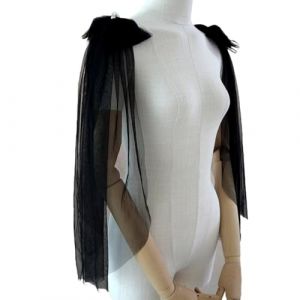 RUNRAYAY Ch&acirc;le &agrave; n&oelig;ud, cape de mari&eacute;e en tulle transparent, cape &eacute;l&eacute;gante noire pour robe de mari&eacute;e, parure pour femmes et jeunes filles (chengduniexiaduandianzishangwuyouxiangongsi, neuf)