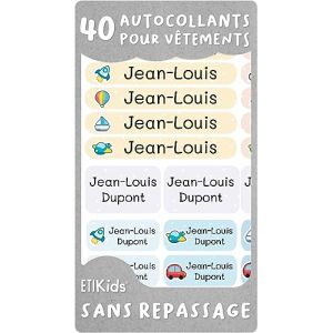 40 Étiquettes autocollantes pour vêtements, pas de repassage nécessaire. Étiquettes personnalisées et résistantes à la machine à laver, micro-onde. Autocollant fourniture scolaire (40, VÉHICULES) (Haberdashery Online, neuf)