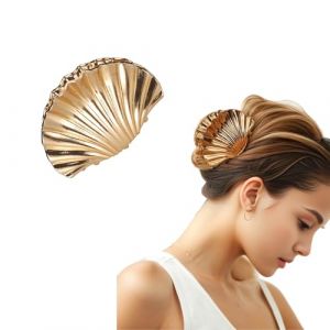 Petite pince à cheveux en forme de coquillage doré de 5,1 cm - Accessoires pour cheveux de sirène - Costume de sirène pour femme et fille (Fast Media Ships From USA, neuf)