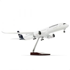QIYUMOKE 1/144 A350 mod&egrave;le en fonte sous pression grandeur 18 pouces pour le kit de construction de l'avion mod&egrave;le Airbus A350 de Lufthansa avec support Sky Jumbo Airliner mod&egrave;le d'avion expos&eacute; (qiyumoke, neuf)