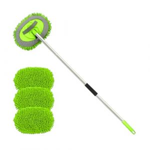 JNNJ T&eacute;lescopique Camping-Car-Voiture, Chenille Balai-Brosse Voitures, Brosse Lavage Voiture-Telescopique Chenille, Balai Nettoyage Camion Microfibre, Lavage avec Manche-Voiture Chenilles(Vert) (KJHmaoyi, neuf)
