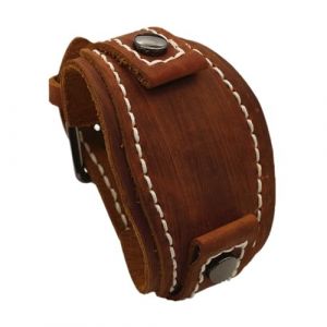 Generico Bracelet de montre pour homme en cuir v&eacute;ritable de 25 mm de large, bracelet de style vintage punk avec boucle, marron, noir et bleu, 25mm (LXSMNO1, neuf)