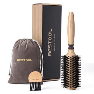 BESTOOL Brosse ronde pour brushing, poils de sanglier avec &eacute;pingles en nylon Brosse &agrave; cheveux ronde, brosse de coiffage professionnelle pour femmes et hommes (Barrel 28mm) (BESTOOL-FR, neuf)