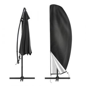 Housse Parasol Déporté pour Parasol Ø 2-4m, 210D Oxford Housse de Protection pour Parasol avec Sac de Rangement, Imperméable Anti-UV Housses pour Parasols de Jardin Plage Balcon, 265*40/70/50CM - Noir (FEATLIF, neuf)