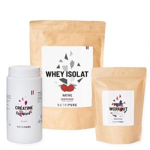 Nutripure | Pack Prise de Muscles | Whey Isolate Native + Créatine Monohydrate Gélules + Pre Workout (EAA, BCAA) | Idéal pour Musculation, Prise de Masse Musculaire, Fatigue Musculaire | Goût Fraise (NUTRIPURE, neuf)