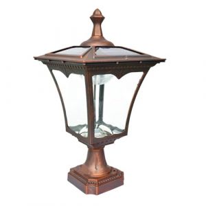 Lampe Pilier Retro Extérieur Lampe solaire sur poteau for l'extérieur Colonne Lumineuse en Aluminium Verre Clair Lampes Solaires for Poteaux en Bois Deck Fence Gate Column Driveway ( Color : Brass , S (HAOYONGDUOUK, neuf)