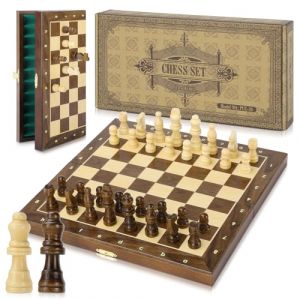 Peradix Jeu d'échecs Magnetique Bois,Jeux d Echec en Bois Pliable D'échiquier Voyage avec 2 Extra Dame -30cm,Echiquier Jouet Éducatif pour Enfants (Peradix Inc., neuf)