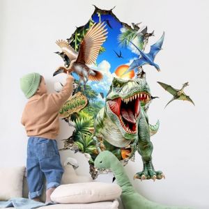 Tanlaby 3D Grand Stickers Muraux Dinosaure Autocollants Muraux Stickers Animaux Dino Sticker Mural pour Enfant Chambre B&eacute;b&eacute; Gar&ccedil;on Salle de Jeux B&eacute;b&eacute; P&eacute;pini&egrave;re (JDD store, neuf)