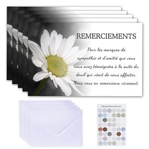 KKSJK 20 Pi&egrave;ces Carte de Remerciement Bbs&egrave;ques avec 20 Pi&egrave;ces Blanc Enveloppe, Motif de Chrysanth&egrave;me Blanc Avec Texte Carte Remerciements Condol&eacute;ances （9cm x 14cm） (KGNON DIRECT, neuf)