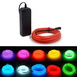 Kmruazre Fil EL Lumineux Néon Alimenté par Pile - Pack de Fil Haute Luminosité Électroluminescent pour Décoration Intérieur/Extérieur Fête de Noël(3m/9ft, Rouge) (Kmruazre-fr, neuf)