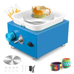Tour de Potier, Couleeur 2000RPM Tour de Poterie Électrique avec Bassin en ABS Amovible et Plateau Tournant de 6,5/10 cm Tour Potier Poterie Enfant et Adultes Outil de Bricolage pour Céramique (LUCKY FLOWER LIMITED, neuf)