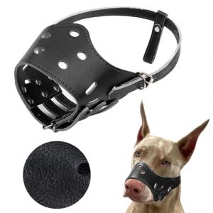 SHUOHONG Museli&egrave;re Chien Souple R&eacute;glable, Musoliaire Chien Anti-Morsure, Museliere pour Chiens, Museliere pour Les Chiens de Taille Grande, Moyenne (PU-Noir-XL) (SHUOHONG, neuf)