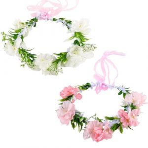MUNSKT 2 Pcs Couronne Fleurs Cheveux Boheme Couronne de Rose andeaux Fleur Couronne Wedding Floral Guirlande Couronne Demoiselle Couronne de Fleurs Magnifiquement Travaillée Couronne de Fleurs (MUNSKT*, neuf)