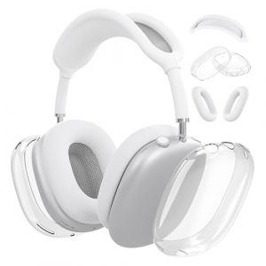 Woyinger Coque pour &eacute;couteurs AirPods Max, coussinets d'oreille en silicone, couvre-bandeau, coussinets d'oreille transparents en TPU souple, accessoires de protection 3 en 1 pour Apple AirPod Max (RUJIA  NVB, neuf)
