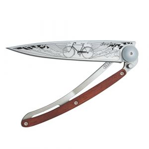 Deejo - Couteau de Poche Pliant 37g - Manche en &Eacute;b&egrave;ne, Lame en Acier Inoxydable 8,4 cm - Motif V&eacute;lo - Couteau de Table, Randonn&eacute;e, Camping, Bivouac (Deejo, neuf)