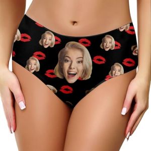 Culotte de Bikini Femme Personnalis&eacute;e Avec Photo Visage Culotte de Bikini Femme Personnalis&eacute;e Culotte Sexy Personnalis&eacute;e Avec Photo Pour Femme &Eacute;pouse Petite Amie &agrave; La Saint-Valentin No&euml;l (wulizizi, neuf)