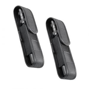 Porte Lampe Tactique Nylon Noir 2 Pi&egrave;ces &Eacute;tui de Lampe de Poche Tactique en Nylon, Tactical Molle Flashlight Case, Support de Torche pour Camping et Randonn&eacute;e 14cm x 3.2cm (HALINESION, neuf)