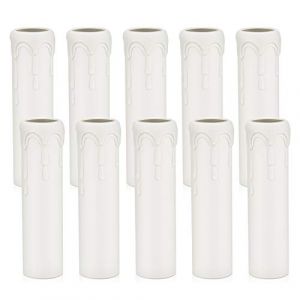 DiCUNO E14 douille de bougie caches, 25 * 100MM Fausses bougies gouttes, Lot de 10 pièces en plastique blanche, chandelle design avec gouttes, pour remplacement et décoration lustre et chandelier (DiCUNO EU Direct, neuf)