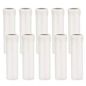 DiCUNO E14 douille de bougie caches, 25 * 100MM Fausses bougies gouttes, Lot de 10 pièces en plastique blanche, design bougie avec gouttes, pour remplacement et décoration lustre et chandelier (DiCUNO EU Direct, neuf)