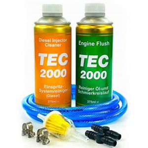 TEC 2000 Diesel Injector Cleaner + Engine Flush Cleaning Set 750ml | Kit de Nettoyage pour Moteur à Essence Diesel ou à Gaz | Nettoyant pour Injecteurs Diesel | Rinçage Moteur Entretien (Mirabilesse, neuf)