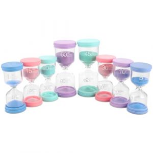 MIVIDE 8 Pcs Sablier Coloré, 1/5/10/15/20/30/45/60 Minutes Sablier 4 Couleurs, Sablier Colore Kit pour Enfant, Jeux, Cuisine, Exercice, Etude (CAO LEI, neuf)