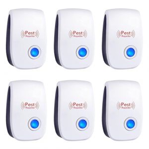 Ultrason Souris et Rats, 6 Pack Anti Moustique Ultrason Araignée Répulsif, Intérieur Repulsif Rongeur Ultrason pour Anti Souris, Rongeur, Araignée, Moustique, Cafard (Chan lian, neuf)