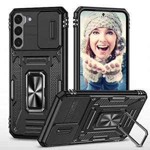 ATISIJIE Coque pour Samsung Galaxy S22+ / S22 Plus 5G &eacute;tui [Protection d'appareil Photo Slide Camera], Support 360&deg; Rotatif Militaire Renforc&eacute;e Armor Antichoc Bumper Housse Le Noir (TISIM, neuf)