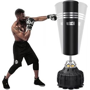 Dripex Sac de Frappe sur Pied Adulte 178 cm Sac de Boxe Autoportant MMA Punching Ball Adulte avec 19 Ventouses pour Karaté Fitness Taekwondo (BongBang Town, neuf)