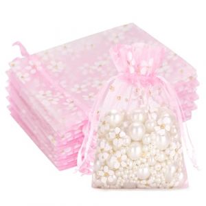 G2PLUS Sachet Organza Rose aux Marguerites: Pochette Organza 10x12 cm, 30 Pi&egrave;ces Sac &agrave; Bijoux Id&eacute;aux pour les Drag&eacute;es, Mariages, Bapt&ecirc;me et Anniversaires (BIGGER, neuf)