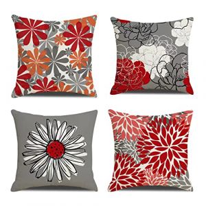 Housse de Coussin, Housse de Coussin 40x40cm, Housse de Coussin Floral Rouge Housse de Coussin Marguerite Moderne extérieur Maison canapé Chambre décoration de Voiture (DFT-EU, neuf)