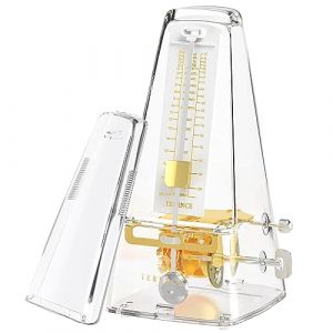 TERENCE M&eacute;tronome M&eacute;canique avec Minuterie et Tempo Pr&eacute;cis M&eacute;tronome en M&eacute;tal Pour Guitare Piano Guitare Basse Tambour Violon Transparent (Terence official, neuf)