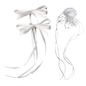 Ruban ruban n&oelig;uds pinces &agrave; cheveux texture douce en m&eacute;tal couleurs essentielles collier fleur collier ras du cou rose pour coiffures tendance (MAKaid, neuf)