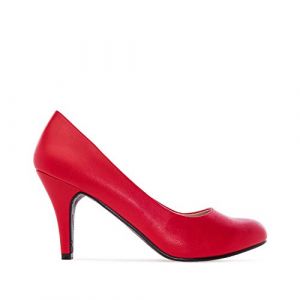 Andrés Machado - Élégants Escarpins rétro pour Femme/Adolescent pour l´été et l´Hiver - AM422 - Bout Arrondi en Simili Cuir - Talons Moyens Fins - Rouge, EU 33 (Andrés Machado, neuf)