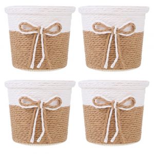 Operitacx Cache-Pot Osier Tress&eacute; Petit 10.5X10.5X9 Cm Lot De 4 Cache-Pots Pour Plantes Vertes D&eacute;coration Int&eacute;rieure Et Jardin Accessoire Esth&eacute;tique (Kelly Mei, neuf)