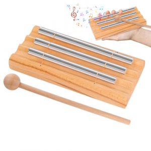Percussion Carillon Energy Chimes Instrument: 3 Tonalités énergie du Carillon avec Maillet en Bois - Carillons en Bois pour l'éducation Musicale Précoce, Yoga, Méditation, Cadeau, Prière (jiuyaoxin, neuf)