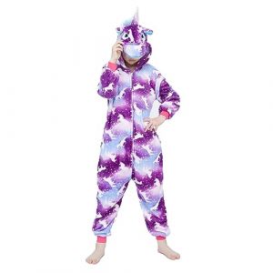 WDRHC Ensemble de Pyjama Licorne Grenouill&egrave;re Animaux Romper Pajamas Kigurumi Onesie Cosplay Animal Combinaison Costume V&ecirc;tement de Nuit en Flanelles Soir&eacute;e No&euml;l D&eacute;guisement Le Cheval Violet (Kauson, neuf)