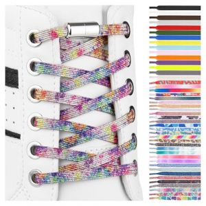 SULPO Lacets chaussures avec fermeture rapide en m&eacute;tal - Lacet elastique adulte et enfant - Lacets elastique plats sans noeuds pour les baskets, converse, sneakers - No Tie Lacets silicone (Simon78000, neuf)