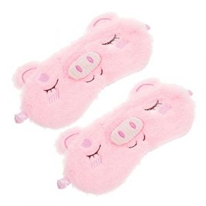 Veemoon 2 pièces Masque de Sommeil Peluche pour Garçon Fille Masque Oculaire Mignon Forme de Cochon Confortable pour Pyjama (Quiet Window, neuf)