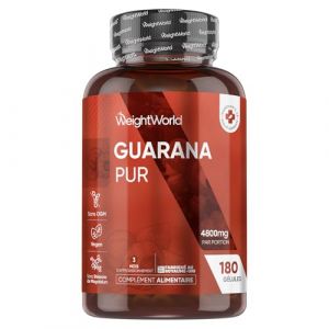 Guarana 4800 Mg - 180 G&eacute;lules Vegan pour 3 Mois - Source Naturelle de Caf&eacute;ine, Vitamine C, E, A, B1, B2, Calcium - Alternative au Guarana en Poudre & Caf&eacute; R&eacute;gulier, sans St&eacute;arate de Magn&eacute;sium (Comfort Click, neuf)