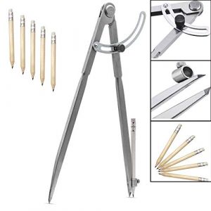 Compas pointu 300 mm / 12 pouces, grand crayon marqueur avec porte-crayon pour cercles de dessin, menuiserie, travail du m&eacute;tal et travail du cuir (SETROVIC-FR, neuf)
